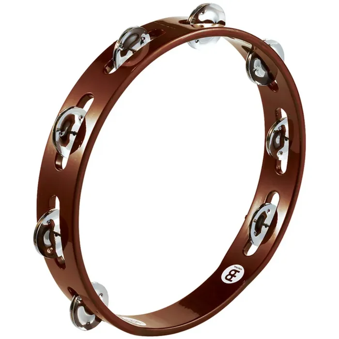 Meinl Traditional Wood Tambourine, Single Row Steel Jingles, African Brown TA1AB