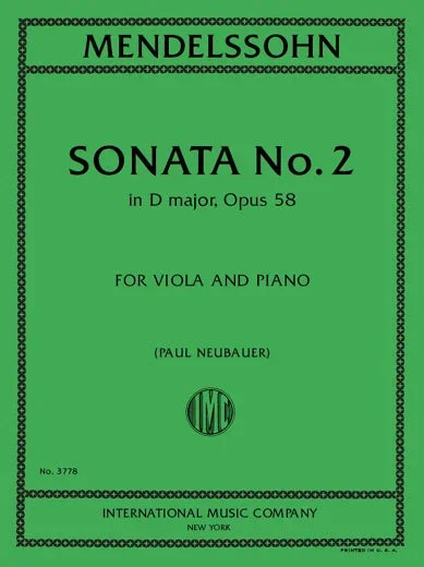 Mendelssohn: Sonata in D Major, MWV Q 32, Op. 58 (arr. for viola & piano)