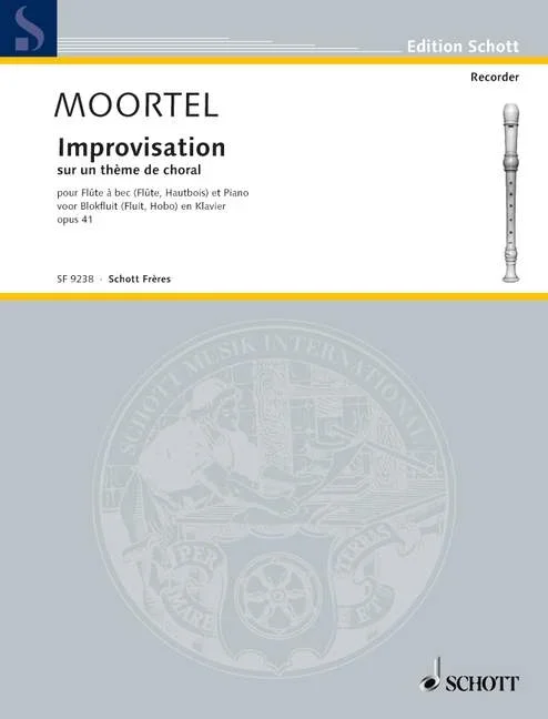 Moortel, Arie van de : Moortel, Arie van de : Improvisation on a Choral Theme, – treble recorder (flute, oboe) and piano –