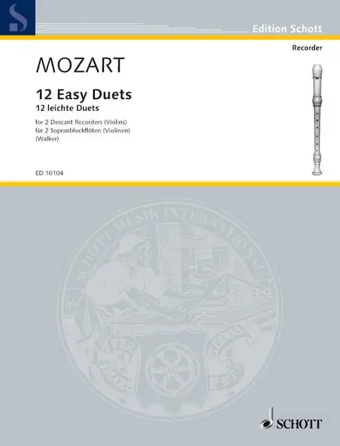 Mozart 12 Easy Duets for 2 Descant Recorders
