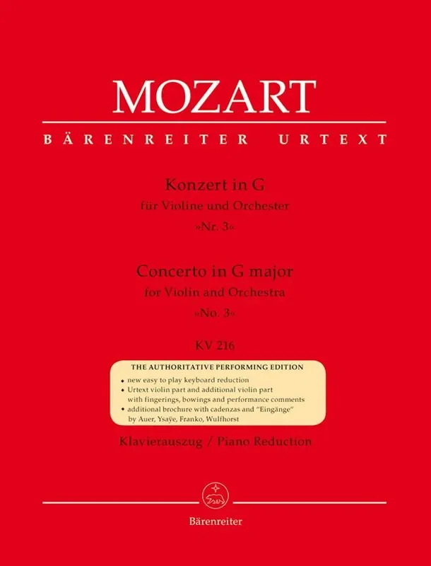 Mozart – Concerto in G Major No. 3 (Violin) KV 216
