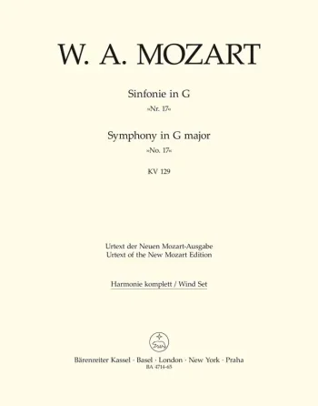 Mozart : Symphony No.17 in G (K.129) (Urtext). : Wind set: (Barenreiter)