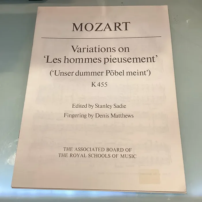 Mozart Variations on ‘Les Hommes Pieusement‘ K455 Edited by Stanley Sadie – Piano Solo
