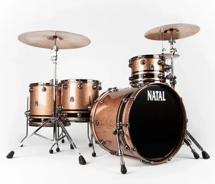 Natal ‘The Originals’ Split Lacquer TRC 4-Piece Shell Pack in Champagne Sparkle/Piano Black