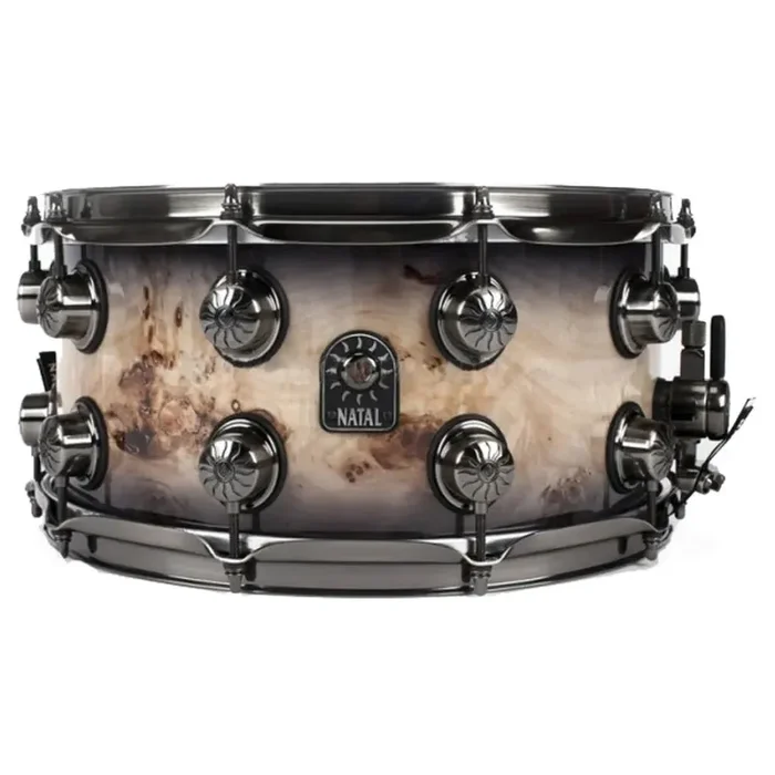 Natal Originals Mappa Burl Snare Drum 13 x 7″ – Black Smoked Gloss