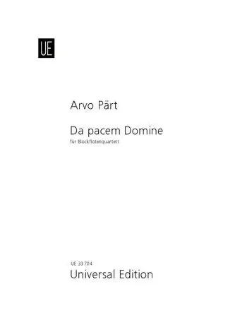 Part Da pacem Domine for Recorder Quartet