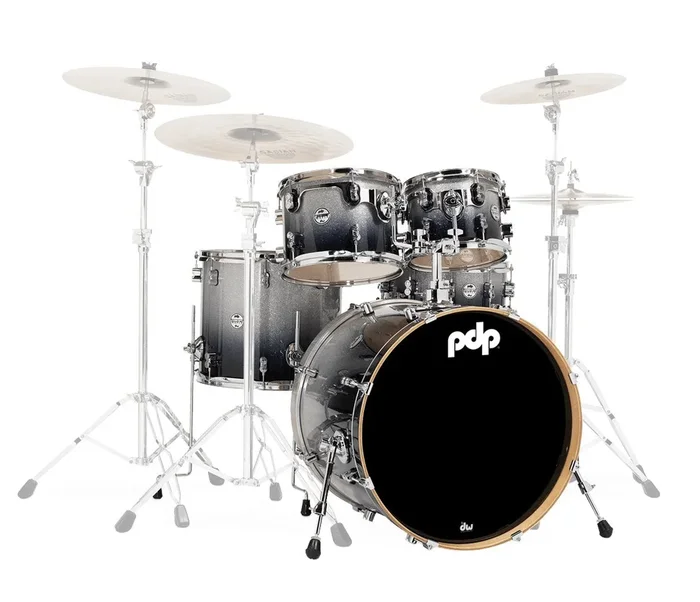 PDP By DW Concept Maple 22 ” 5PC Shell Pack in Silver to Black Fade