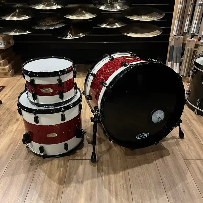 Pearl Masterworks 3pc Drum Kit Shell Pack White/Red Sparkle Finish 1031