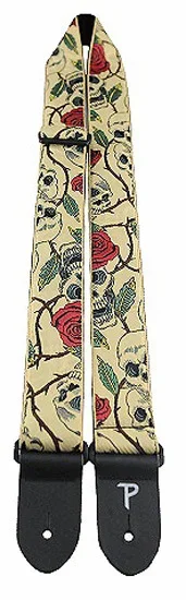 Perris 2″ Jacquard Guitar Strap with Skull & Roses design