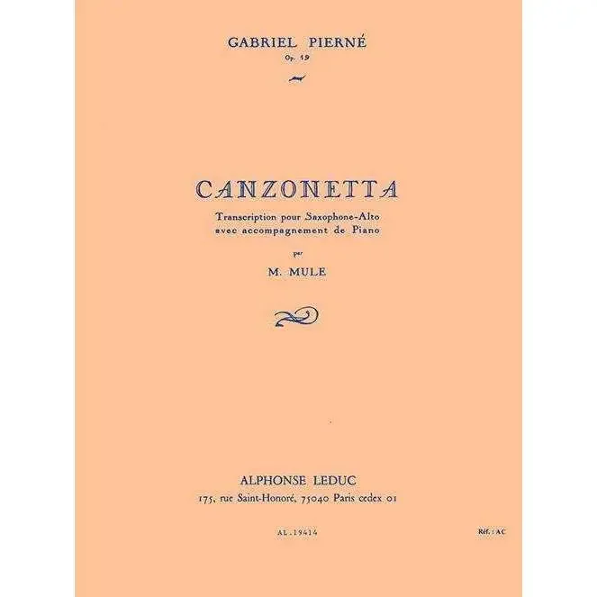Pierne Canzonetta for Alto Saxophone and Piano