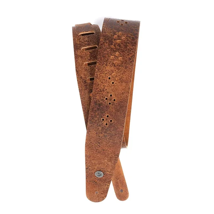 Planet Waves Vented Leather Guitar Strap, Brown Diamonds