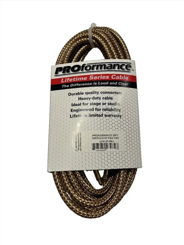 PROformance LCH20VIN 20′ Woven Cloth Instrument Cable (Vintage)