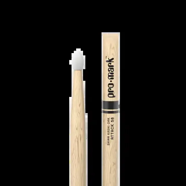 Promark Classic Attack 5B Shira Kashi Oak Drumstick, Oval Nylon Tip