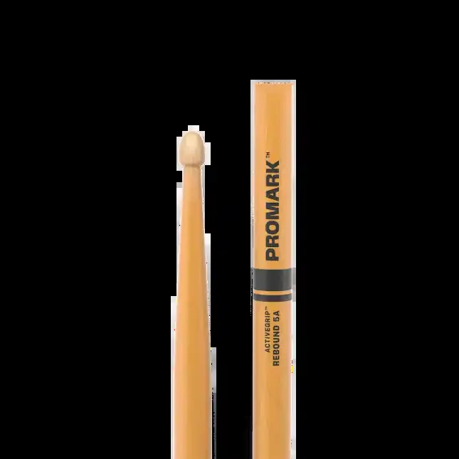 Promark Rebound 5A ActiveGrip Clear Hickory Drumstick, Acorn Wood Tip