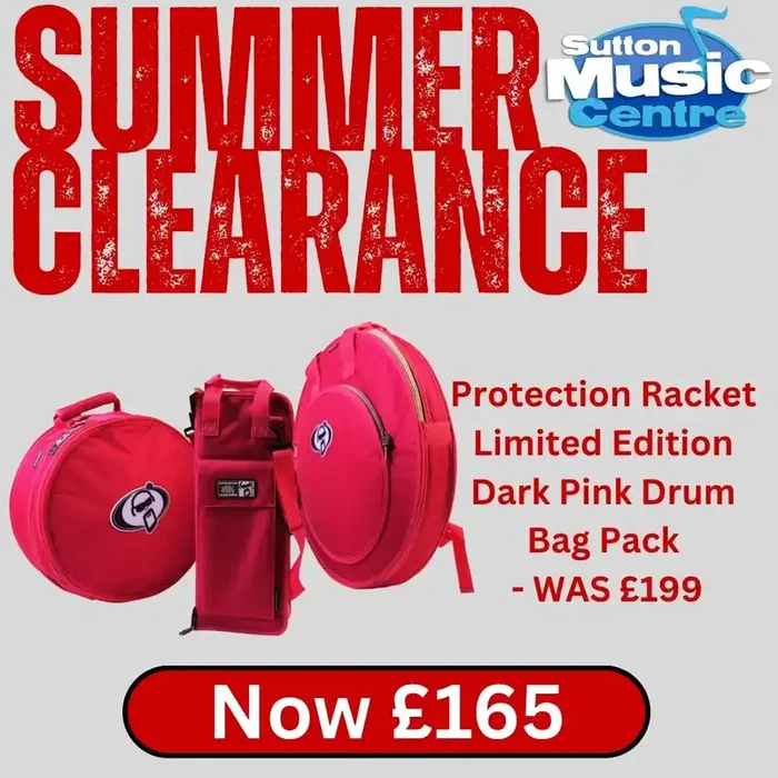 Protection Racket Limited Edition Dark Pink Drum Bag Pack (14‘‘x5.5″ Snare Bag, 22″ Cymbal Bag with Backpack and Stick Bag)
