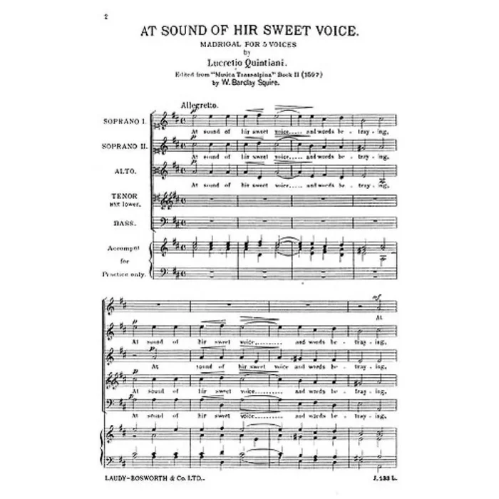 Quintiani, L. – At Sound Of Hir Sweet Voice