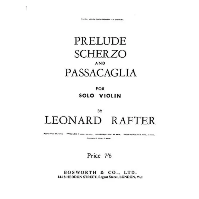 Rafter, L. – Prelude Scherzo And Passacaglia