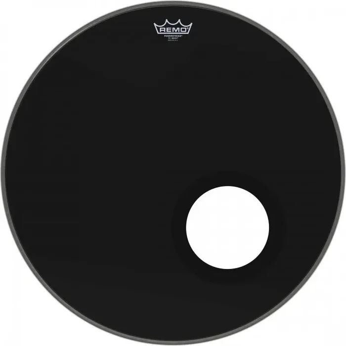 Remo 22″ Ebony Powerstroke P3 Resonant Bass Drum Head / Skin – 5″ DynamO Ported