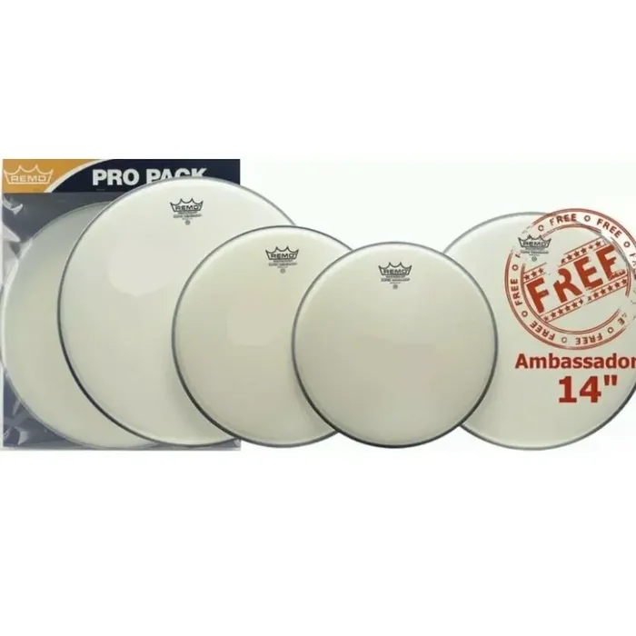 Remo Ambassador Coated Rock Value Drum Head Pack 12”, 13”, 16” + FREE SNARE