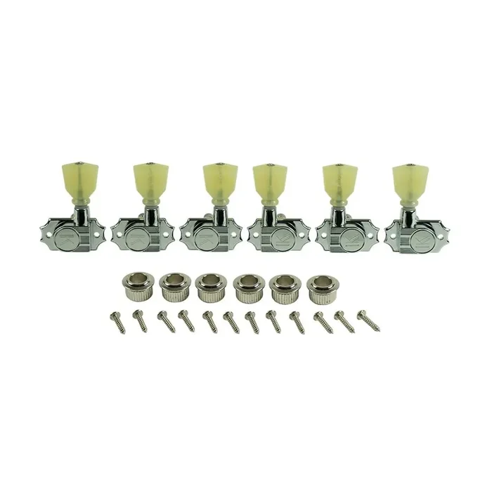 Revolution Diecast Tuners, 3 Per Side, Pearloid Keystone Button, Push-Fit Bushing for 8.8mm Headstocks 19 1 Gear Ratio
