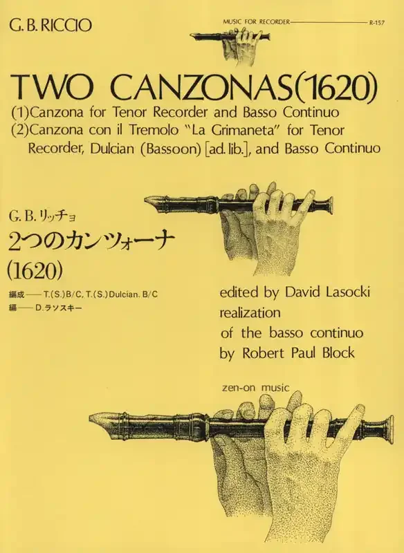 Riccio Two Canzonas for Tenor Recorder and Continuo