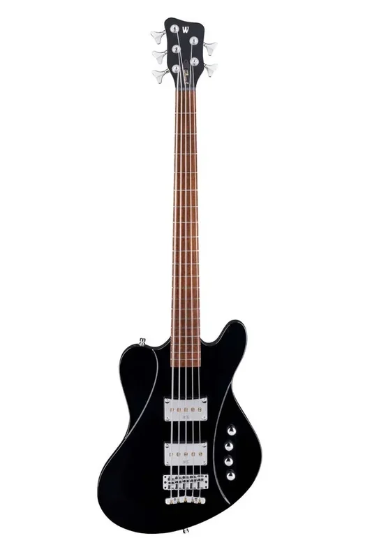 RockBass Idolmaker, 5-String, Solid Black High Polish, Passive,Mahogany body (Khaya ivorensis), 3-piece laminated Maple neck with Ekanga veneer strip