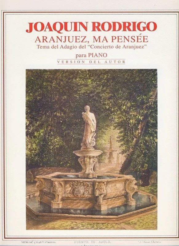 Rodrigo – Aranjuez Ma Pensee Piano (Softcover Book)