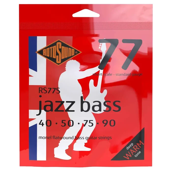 Rotosound Jazz Bass Flatwound Monel 40-90 Bass Guitar Strings, Short Scale [RS77S]