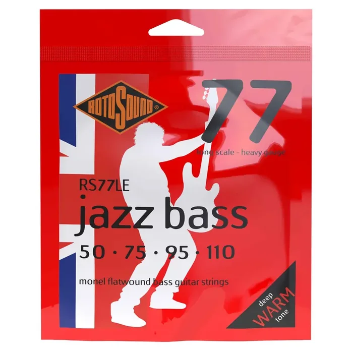 Rotosound Jazz Bass Flatwound Monel 50-110 Bass Guitar Strings, Long Scale [RS77LE]