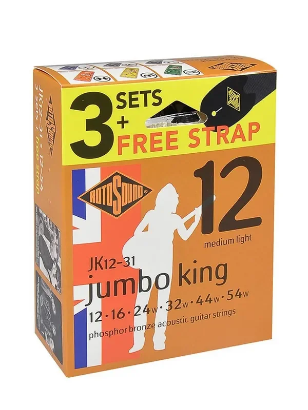 Rotosound JK12 Triple Pack + Free Strap – Phosphor Bronze 12 – 54