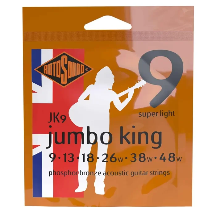 Rotosound Jumbo King Phosphor Bronze 9-48 Acoustic Guitar Strings, Super Light