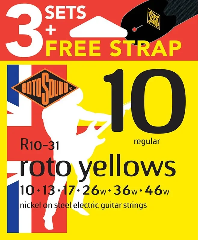 Rotosound R10 Triple Pack + Free Strap – Electric Guitar Strings