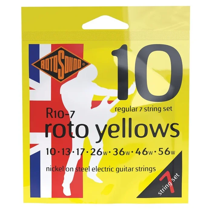Rotosound R107 Roto Yellows 7 String Electric Guitar Strings 10-56 Nickel Steel