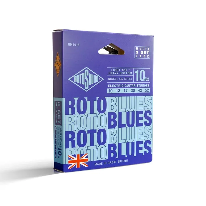 Rotosound ROTO Blues Nickel Wound 10-52 Electric Guitar Strings, 3-Pack