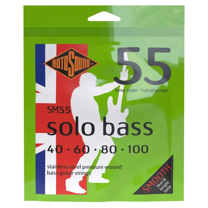 Rotosound Solo Bass Pressure Wound Stainless Steel 40-100 Bass Guitar Strings, Long Scale