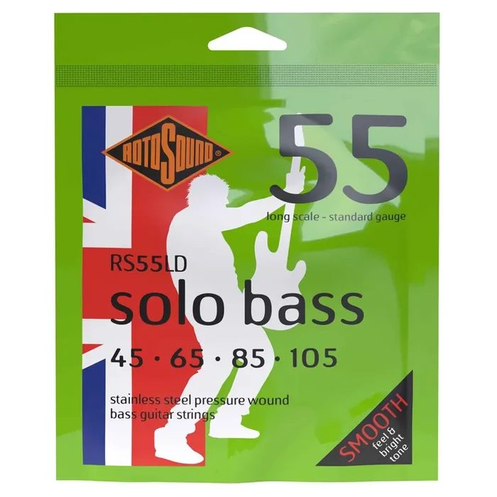 Rotosound Solo Bass Pressure Wound Stainless Steel 45-105 Bass Guitar Strings, Long Scale
