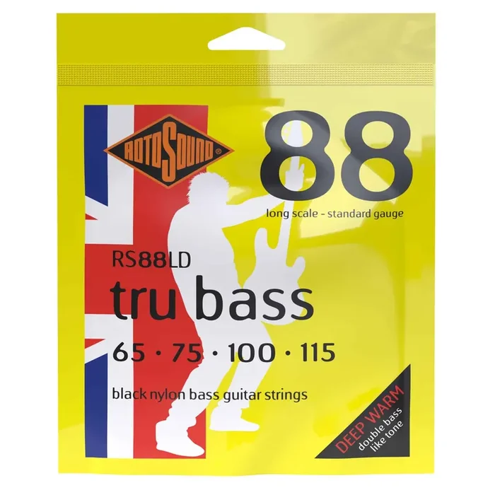 Rotosound Tru Bass Flatwound Black Nylon 65-115 Bass Guitar Strings, Long Scale [RS88LD]