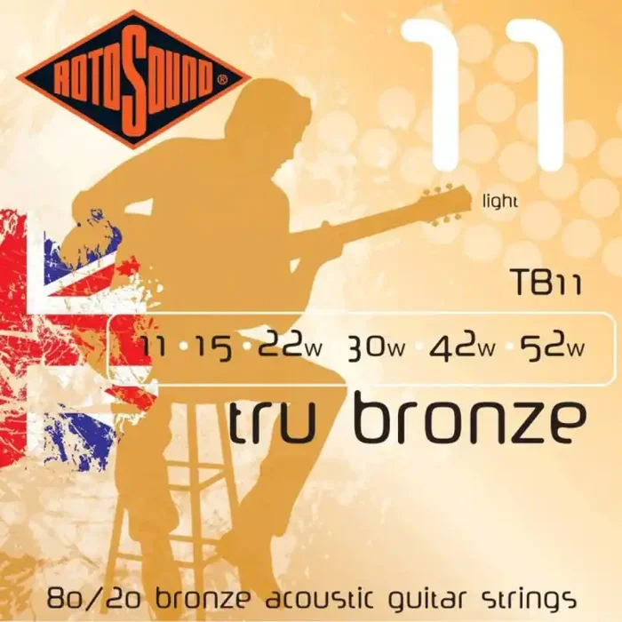 Rotosound Tru Bronze TB11 Brass Alloy Acoustic Guitar Strings, 11-52