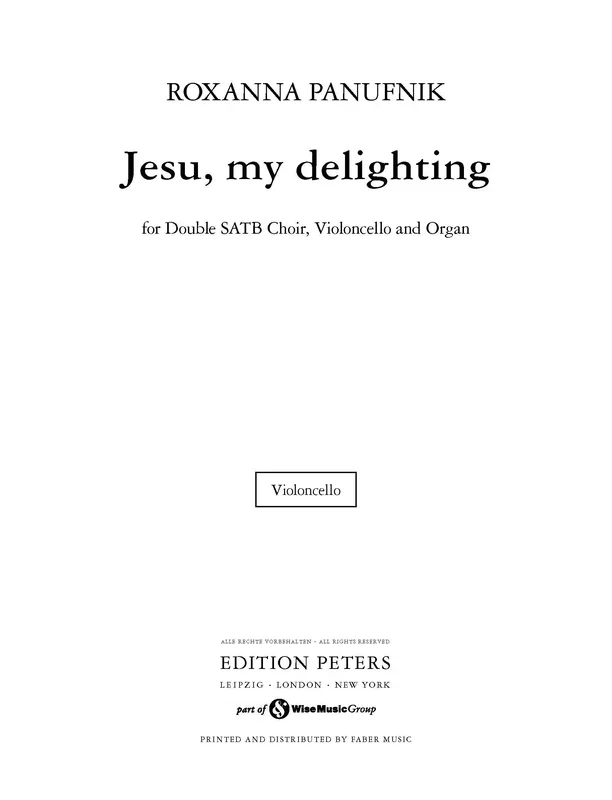 Roxanna Panufnik : Roxanna Panufnik : Jesu, My Delighting – Cello – Faber Digital
