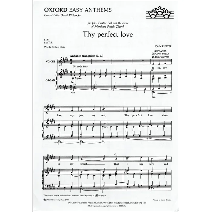 Rutter, John – Thy perfect love