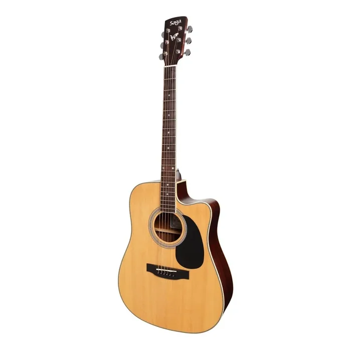 Saga ‘700 Series’ Solid Spruce Top Acoustic Dreadnought Cutaway Guitar (Natural Satin)