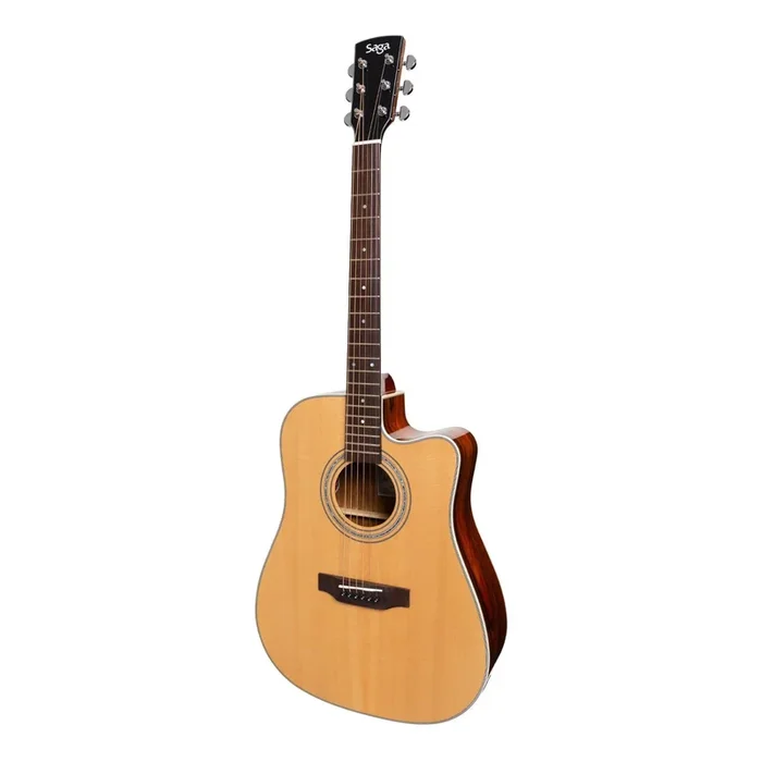 Saga ‘850 Series’ Solid Spruce Top Acoustic-Electric Dreadnought Cutaway Guitar (Natural Gloss)