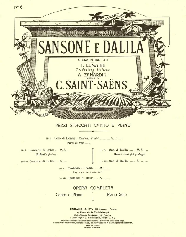Saint-Saëns, Camille – Sansone e Dalila no 6 – Canzone di Dalila