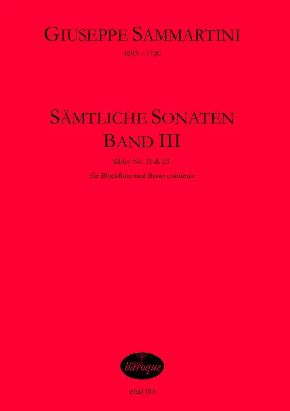 Sammartini Complete Sonatas for Treble Recorder and Basso Continuo, Vol. 3