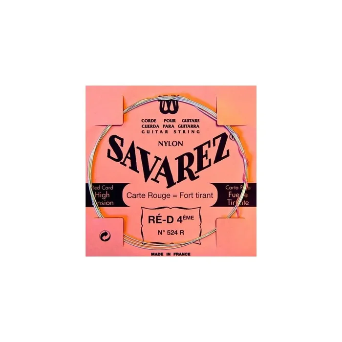 Savarez 524R Red Card Silver Wound Classical Guitar D-4th Single String, High Tension