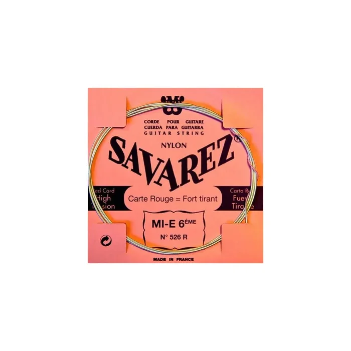 Savarez 526R Red Card Silver Wound Classical Guitar E-6th Single String, High Tension