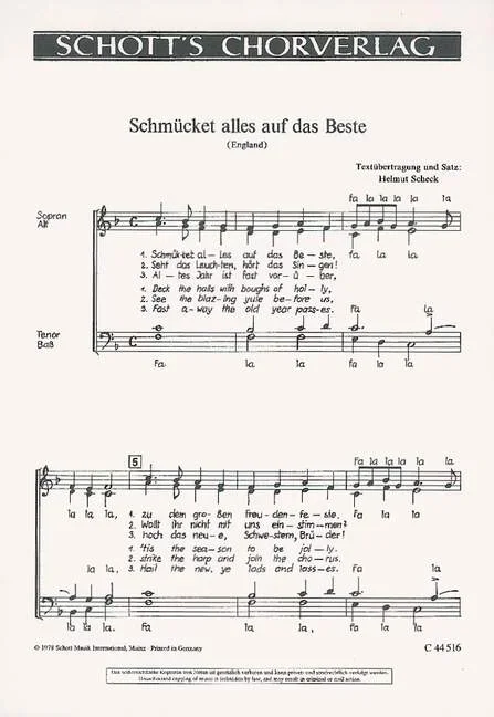 Scheck, Helmut : Scheck, Helmut : Schmücket alles auf das Beste / Eine neue Weihnacht sagen wir euch an, England / F