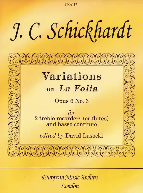 Schickhardt Variations on La Follia for 2 Treble Recorders and Basso Continuo