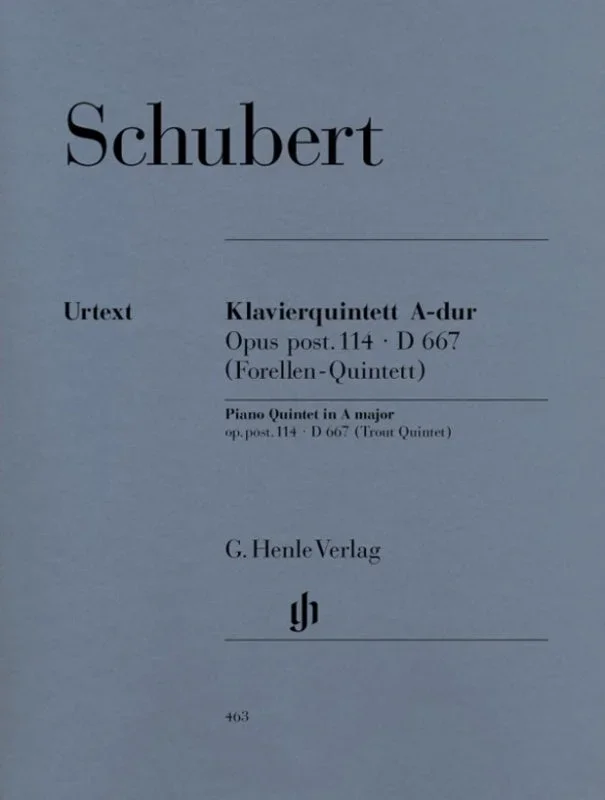 Schubert: Trout Quintet A Major Op Post 114 D Score & Parts