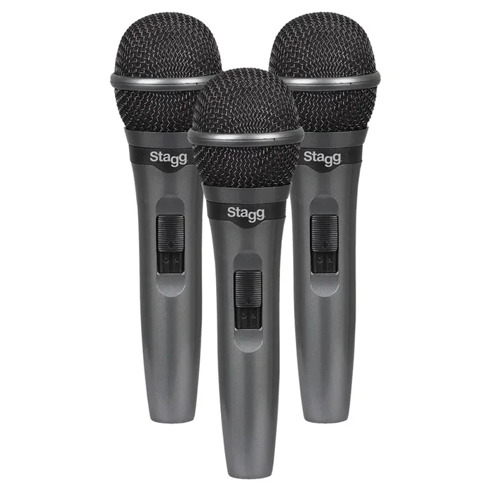 Set of 3 Stagg dynamic vocal microphones